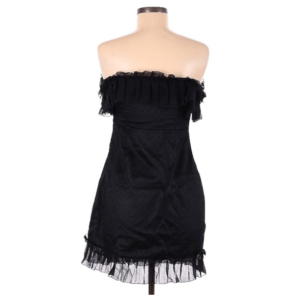 NWT! Nic & Jo Black Off-the-Shoulder Ruffled Mini Cocktail Dress. Size Medium. - Picture 2 of 13